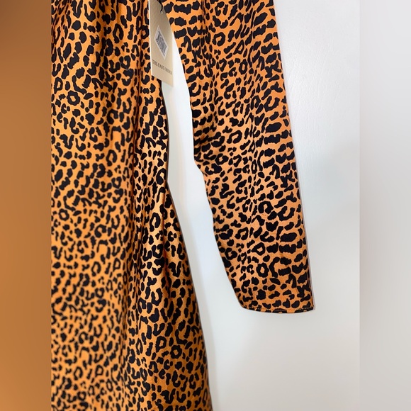 Leopard Print Special Occasion Mini Dress Open Back Long Sleeve Size MED - Picture 6 of 11